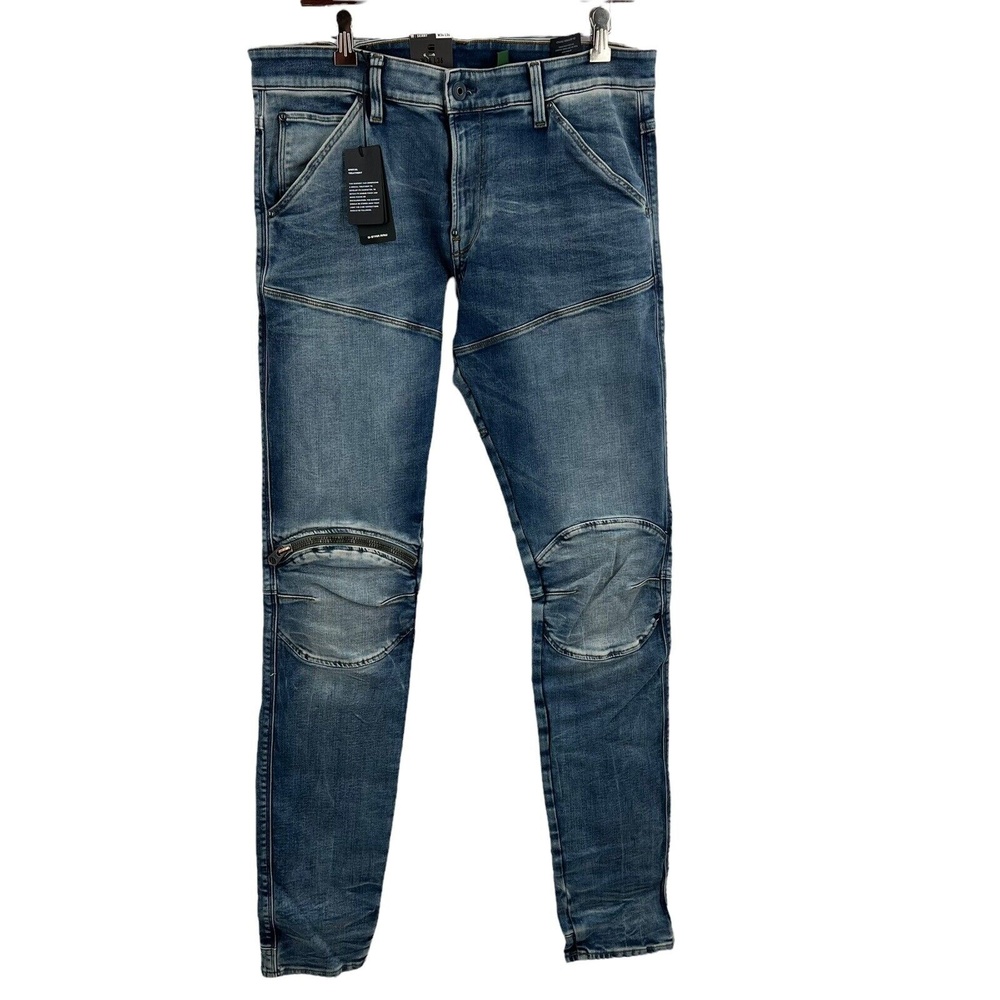 G-Star Raw 5620 3D Zip Knee Skinny Antic Faded Kyanite Size 34 x‎ 36 New